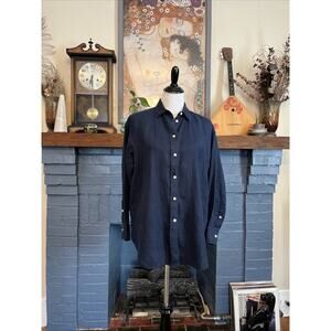 J Crew Shirt Womens Medium Baird McNutt Irish 100% Linen Button Down Preppy